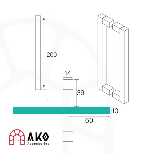 نقشه دستگیره اسکوئر 20 سانتی